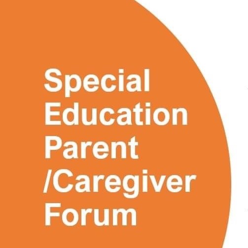 Special Education Parent/Caregiver Forum in an orange background