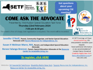 Got questions about your upcoming CSE meeting? Come Ask the Advocate on Zoom