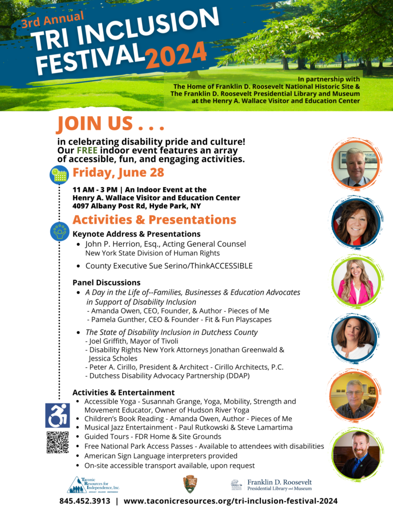 updated 3rd Annual TRI Inclusion Festival 2024 flyer - list of activities and presentations