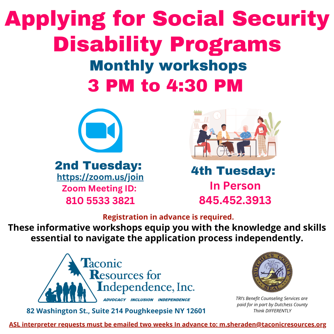 Instagram size image flyer on Applying for Social Security Disability Programs all other info is listed in text