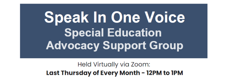 Special Education Advocacy Support Group for parents and caregivers of students with disabilities.