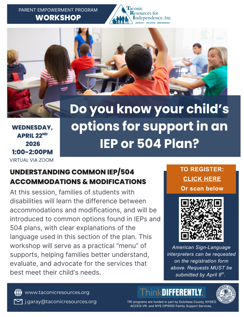 Supports for IEP and 504 plan