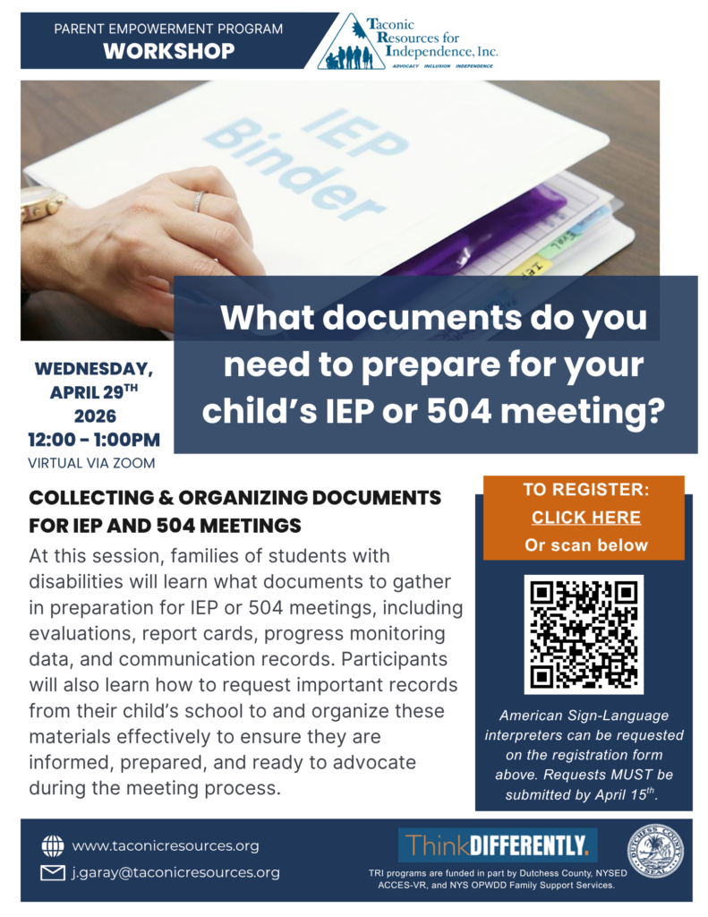 Documents needed to prepare your Child's IEP or 504 meeting?