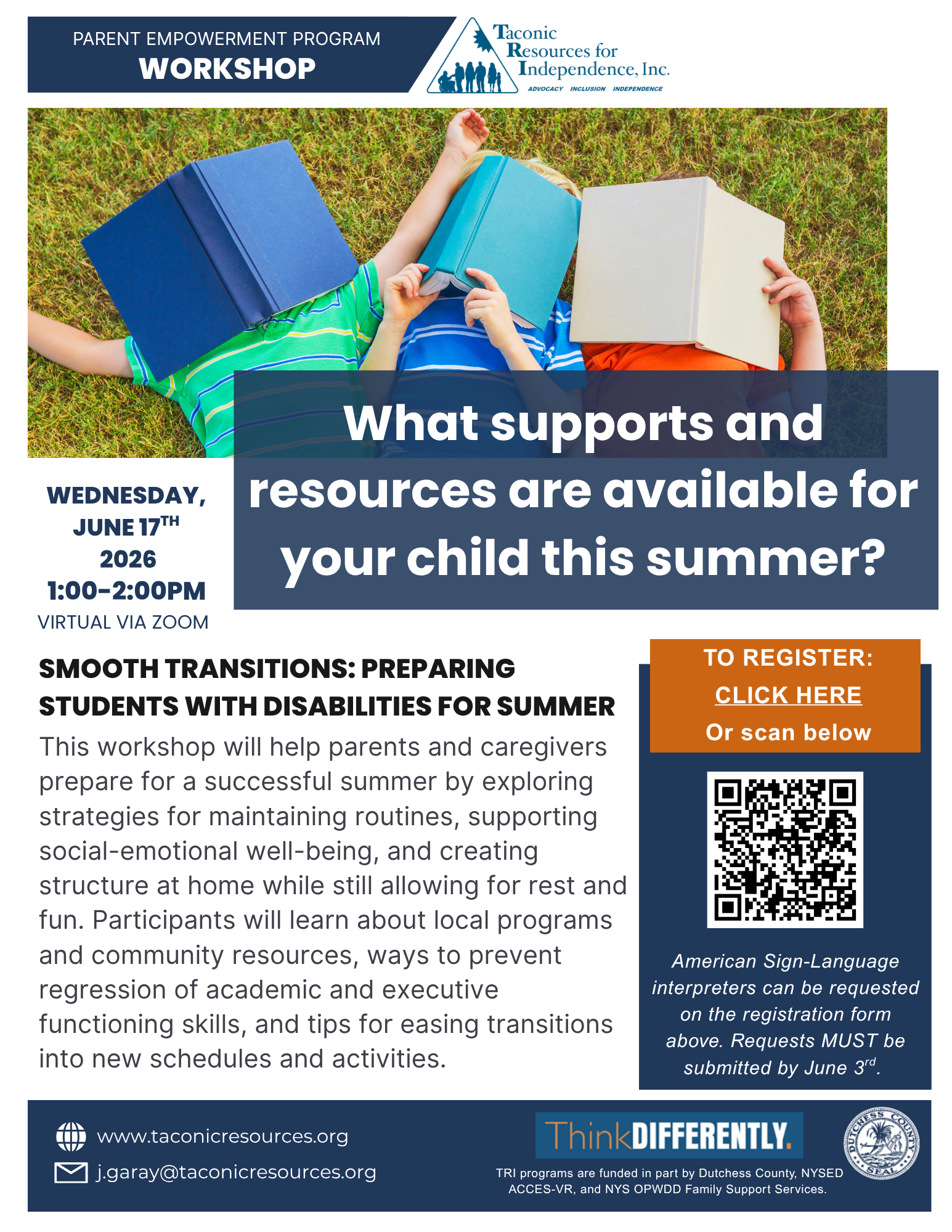 image of summer supports flyer