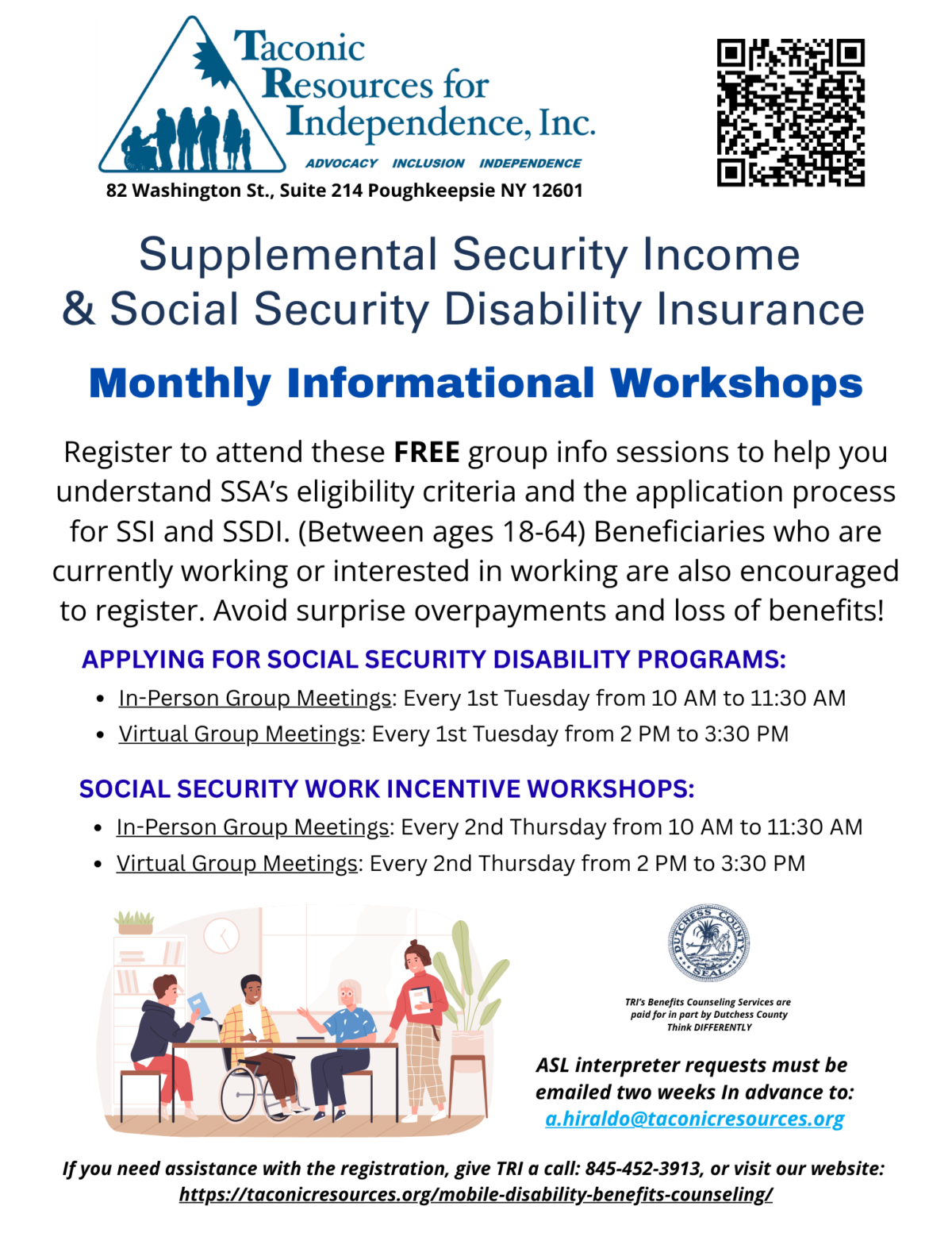 flyer for Social Security workshops 2026